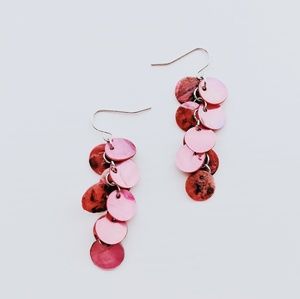 Vintage Y2K Fuchsia Abalone Seashell Dangle Earrings